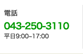 電話 043-250-3110 平日9:00~17:00